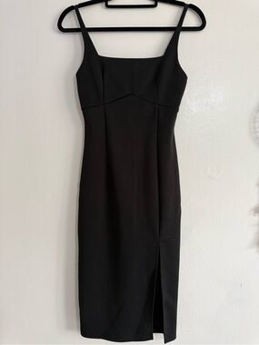 SHEIN Black Slim Strappy Midi Dress with Front Slit
